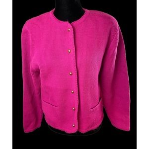 Vintage Crystal Sportswear Fuchsia Button Down Cardigan